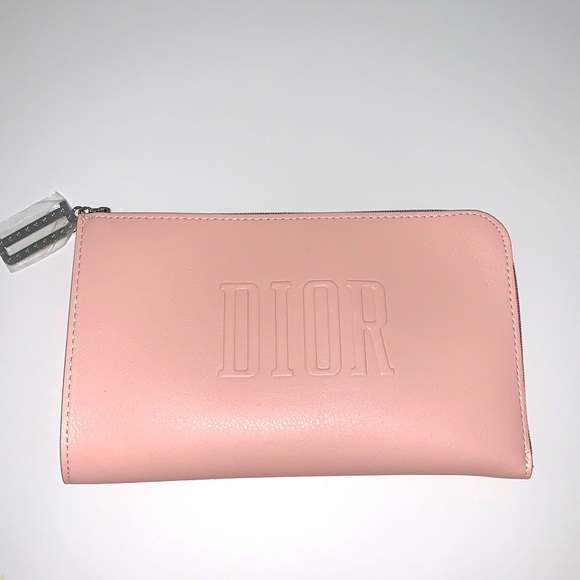 Dior Handbags - DIOR pink logo makeup toiletry clutch case mini bag w D charm